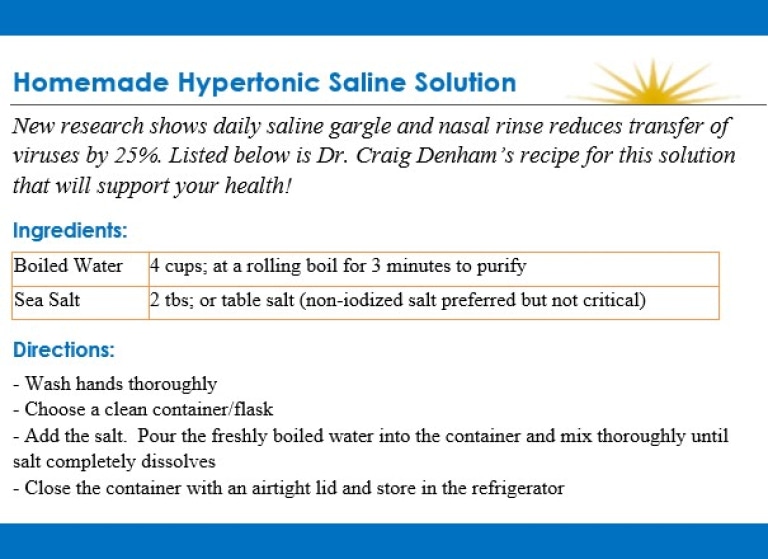Dr. Denham's Homemade Hypertonic Saline Solution